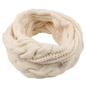 Thick Ribbed Knit Scarf Infinity Circle Loop Collar Scarf Winter Wrapables Warm Scarf