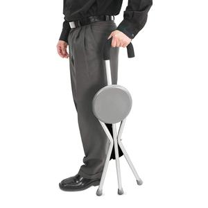 Three Legged <b>Folding</b> Walking Stick <b>Stool</b> Aluminum Alloy With Seat For Elderly Collapsible Multifunctional Cane Chair - Product Image 2