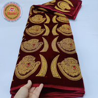 Tissu de mariage nigérian George Isiagu de haute qualité en velours et dentelle, imprimé violet africain Ankara pour robe de mariée traditionnelle