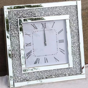 Luxury Elegant Modern Silver Crushed Diamond Mirror Hanging Wall <strong>Clock</strong> Needle Display <strong>for</strong> Weddings Back to <strong>School</strong> &amp; Easter - Product Image 1