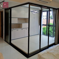 WANJIA Portes coulissantes en verre en aluminium Cadre en aluminium personnalisé Porte coulissante intérieure silencieuse