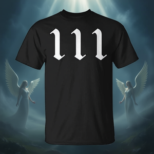 T-Shirt avec numéro d'ange spirituel, numerologie 111, noir, unisexe, col rond, manches courtes, taille adulte S M L XL XXL - Product Image 3