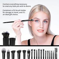 Set kuas rias wajah, 18 buah Kit Eyeshadow perona pipi Foundation bubuk peralatan kecantikan profesional Set kuas rias