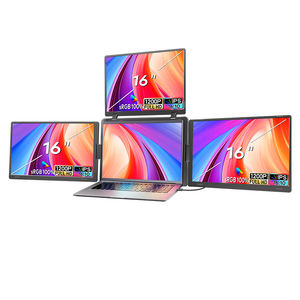 16 moniteurs d'ordinateur portable à écran quadruple avec connexion par un seul câble, design pliable et support en plastique stable, certificat CE, extension d'écran - Product Image 1