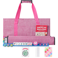 Jeu de Mahjong en acrylique couleur arc-en-ciel gravé, 166 tuiles américaines, complet avec supports et sac, cadeau de Noël