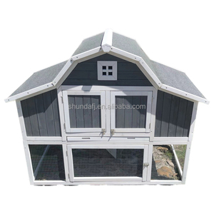 SDC027 SHUNDA Cage à lapin en bois massif rouge écologique, niche pour lapin, maison en arc extérieure, équipement pour poulailler - Product Image 1