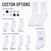 Chaussettes mi-mollet côtelées personnalisées avec strass et couleurs, chaussettes antidérapantes à pois en forme de cœur pour le yoga et le fitness