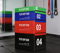Set di 4 Box Pliometrici Impilabili in Schiuma EPE ad Alta Densità con Rete in PVC Antiscivolo, per Allenamento Crossfit e Palestra Domestica