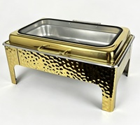 Guangzhou HADI Catering 9 Liter Kommerzielle Restaurant-Buffet Goldene Hydraulische Rechteckige Chafing Dishes