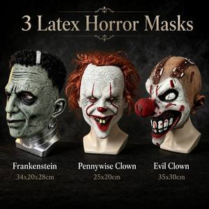 Masques en latex d'horreur haut de gamme More Charm : Frankenstein, Pennywise, <span class=keywords><strong>Clown</strong></span> maléfique – 3 modèles certifiés EN71 REACH pour un <span class=keywords><strong>Halloween</strong></span> réaliste - Product Image 3