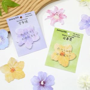Back School Essential Kawaii Flower Shape Sticky Notes 5 Styles Smooth <b>Writing</b> No Ink Bleed Self-Adhesive Memo <b>Pads</b> - Product Image 2