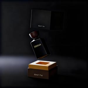 Flacon de parfum personnalisé sur mesure 50 ml, flacon de parfum vide en verre ambré carré de luxe avec bouchon à baïonnette, boîte personnalisée - Product Image 3