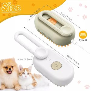 Brosse vapeur 3-en-1 écologique pour chats et chiens, alimentée par batterie, en ABS, avec pulvérisateur et peigne pour l'élimination des poils d'animaux - Product Image 3