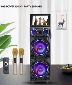 Portable 12 Inch Blue Tooth Karaoke Speaker With Wireless Mic 15.4'' Touch Screen Trolley Speakers