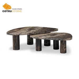 Tavolino da Caffè in Marmo Naturale Rocky Brown di Cotrustone, Arredamento per Soggiorno, <span class=keywords><strong>Tavolo</strong></span> Laterale Personalizzato - Product Image 4