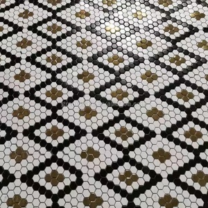 Hình Lục Giác Màu Đen Và Trắng Gạch Lát Sàn Gạch Sứ Trang Trí Mô Hình Khảm - Product Image 6