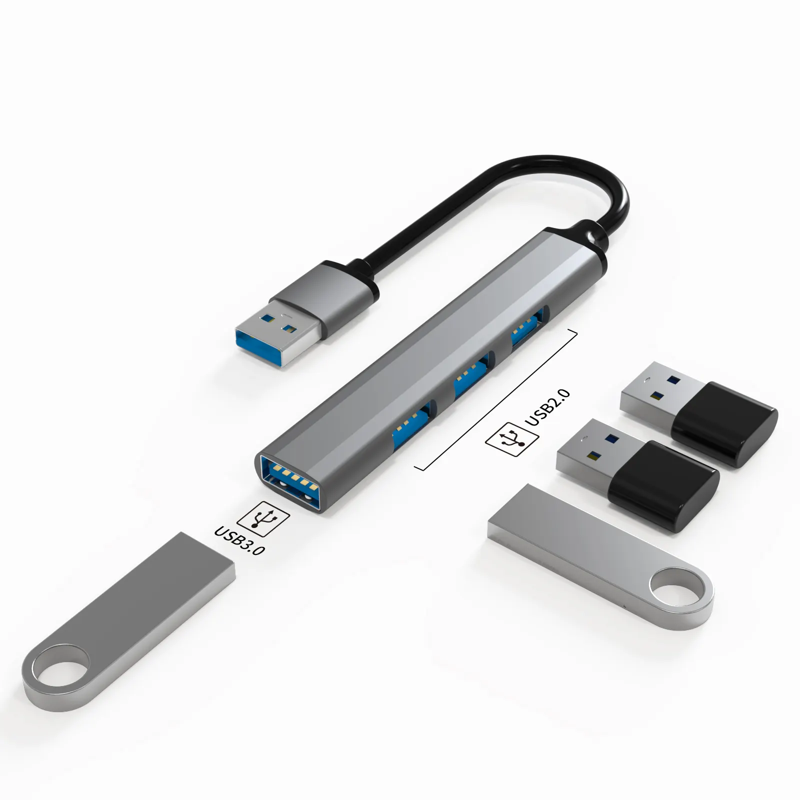 Docking Station Basix Fabriek Private Model 4 In 1 Usb A Naar USB3.0 Usb * 3 Grijs Usb Hub