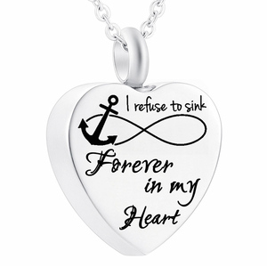 Cuore Urna Collana per Le Ceneri Per Sempre nel Mio Cuore di Modo di Pompe Funebri Gioielli Cremazione Memoriale Ceneri Keepsake Ciondolo Gioielli - Product Image 1