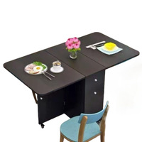 Ensemble de table à manger pliable en bois de noyer noir, gain de place, convertible, avec tiroirs, design durable pour les petites cuisines domestiques