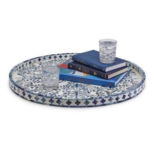 Bandeja decorativa con incrustaciones de hueso para mesa de centro y decoración de sala de estar a bajo costo. Bandeja premium con incrustaciones de hueso de CRAFT ZONE EXPORT. - Product Image 6