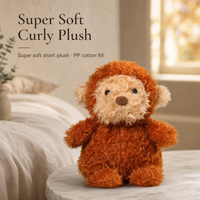 Peluche singe super douce en fourrure bouclée courte, 20 cm, rembourrée en coton PP, pour la vente en magasin de cadeaux