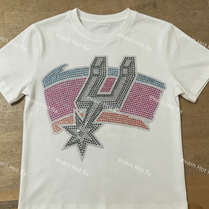 Offre Spéciale – Patch thermocollant en strass San Antonio Spurs, prêt à expédier pour la décoration de vêtements - Product Image 3