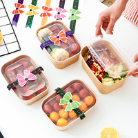 Boîtes à salade jetables en papier kraft brun personnalisées Lingka, rectangulaires/carrées, capacité 500-1000 ml, pour pique-nique et camping