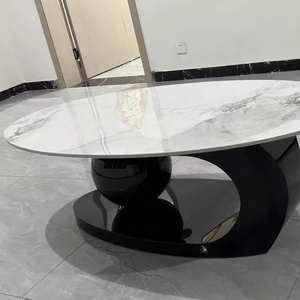 Bàn trà hình oval hiện đại, sang trọng, kích thước lớn, thiết kế quả cầu trà, nội thất gia đình, làm bằng kim loại - Product Image 5