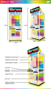 Nouvelles machines à griffes personnalisées en usine, entièrement transparentes, jeu d'arcade attrape-prix en métal, divertissement commercial à pièces porte-bonheur - Product Image 2