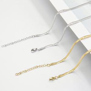 Cadena de Acero Inoxidable Chapada en Oro de 18K, Diseño de Espina de Serpiente, Delgada, para Hombre y Mujer, Color Plata - Product Image 4