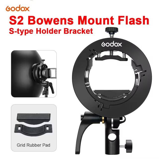 Godox S2 Speedlite S2-Type Camera Flash Bracket Bowens Mount for Godox V1 AD200Pro AD400Pro AD200 V860II TT685 TT600 TT350