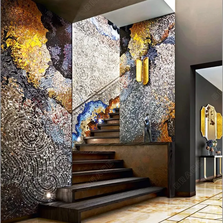 Personalizado de vidrio de arte mural de pared de mosaico azulejo habitación piscina foto
