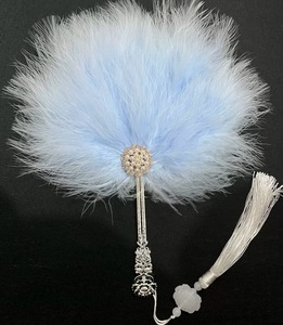 Ventaglio Rotondo in <span class=keywords><strong>Piume</strong></span> di Struzzo da 70cm per <span class=keywords><strong>Sposa</strong></span> - Accessorio Fotografico per Servizio Fotografico Nuziale, Ventaglio Tradizionale per Cerimonie - Product Image 6