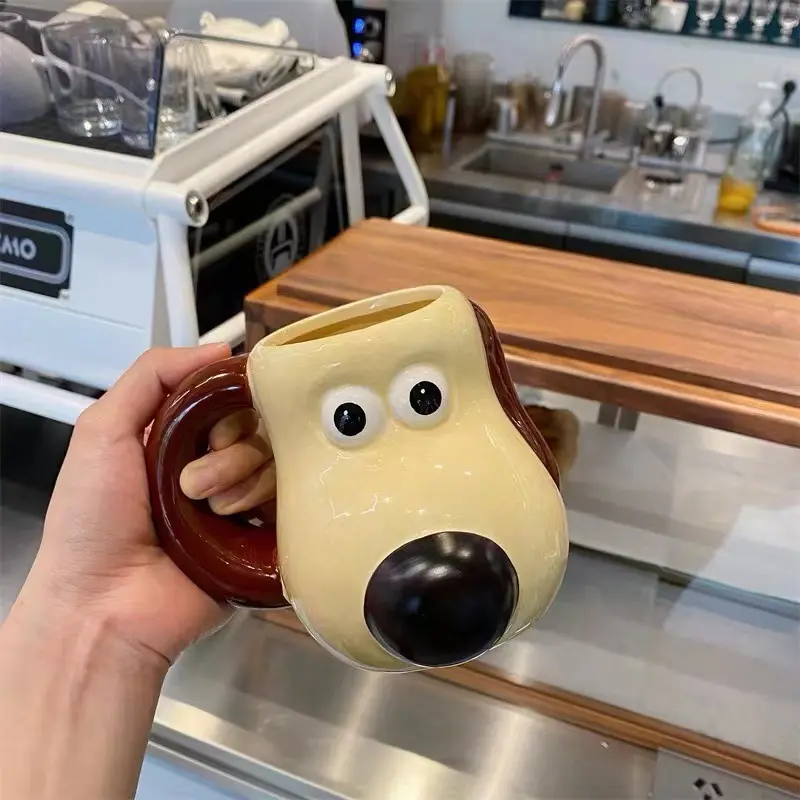 350Ml Schattige 3d Hondenvorm Koffie Keramische Mokken Beker Groothandel Cartoon Handgeschilderde Master Dog Keramische Mok Ontbijtmelk Havermout Beker
