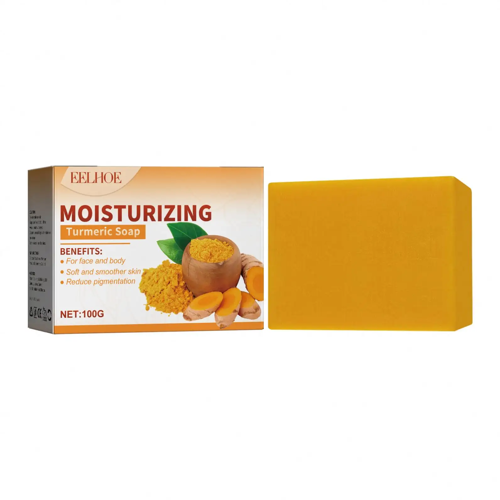 EELHOE Großhandel Private Label Organic Natural Moist urizing Kurkuma White ning Soap Anti-Akne-Reinigungs seife für Gesicht und Körper