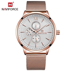 นาฬิกาควอตซ์แฟชั่น Naviforce Montr 3003 สำหรับผู้หญิง สายตาข่ายสีโรสโกลด์ โครโนกราฟ แบรนด์นาฬิกาจีน Relogio Masculino - Product Image 1