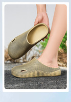 Chaussures de chef pour hommes, sandales d'été décontractées et respirantes, perforées, mi-ouvertes, en PVC, pour la cuisine en extérieur, antidérapantes et de sécurité