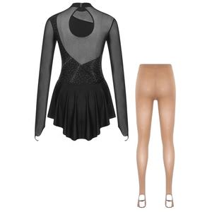 Conjuntos de Vestidos y Medias con Cubrebotas para Prácticas de Patinaje Artístico sobre Hielo para Mujer, Conjuntos Profesionales para Espectáculos de Baile de Salón y Baile Latino - Product Image 4