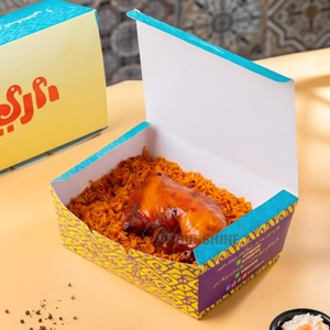 Empaquetado de papel Kraft Hexagonal para restaurante Halal personalizado para Kabsa arroz pollo picante Bukhari Mandi Sushi patatas fritas comida para bebés - Product Image 6
