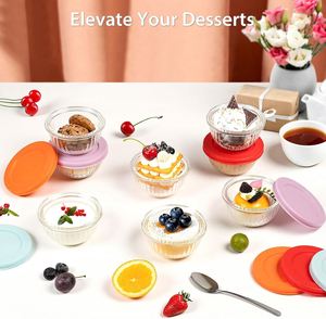 Factory 5pcs Hot Sale Eco Friendly Round Home Decor Clear Heat Resistant With Lid Fruit Salad Food Glass Bowl <b>Set</b> - Product Image 3