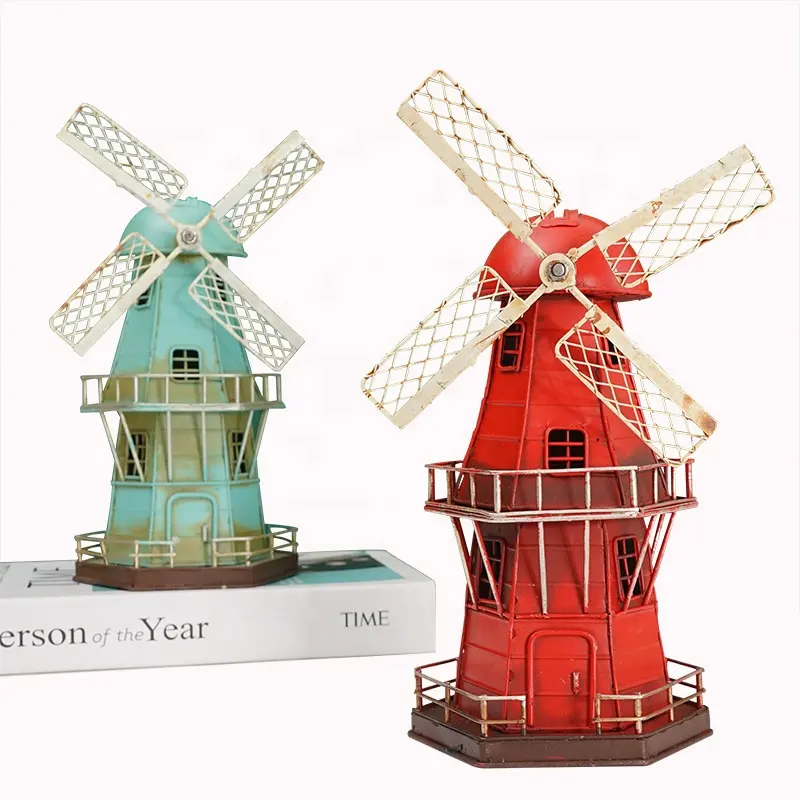 Fabriek Nordic Vuurtoren Ornamenten Nederlandse Antieke Windmolen Model Decoratie Metalen Retro Oude Smeedijzeren Kids Gift