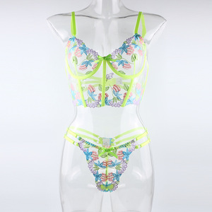 Body in Pizzo Verde da Donna con Stampa a Pois e Spalline Sottili in Rete - Product Image 6