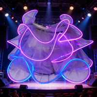 Filles Sexy Belly Dance Performance Wear Full-Color LED Light-Up Training Dancewear Pants Set Attrayant Headwear Included