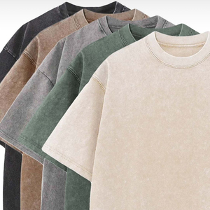 T-shirt épais <span class=keywords><strong>de</strong></span> votre propre marque, 100 % coton <span class=keywords><strong>de</strong></span> haute qualité 300 g, délavage acide, impression DTG, design personnalisé, t-shirts vierges vintage pour hommes - Product Image 2