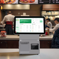 Système de point de vente Android et Win-dows tout-en-un pour restaurant Moniteur tactile Pos 15.6 pouces + 11.6 pouces