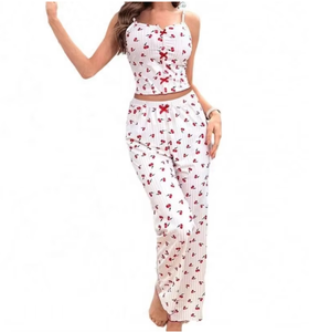 Nouvelle tendance Ensemble pyjama haut de gamme 2 pièces Motifs imprimés Pantalons longs Vêtements décontractés Pyjamas - Product Image 3