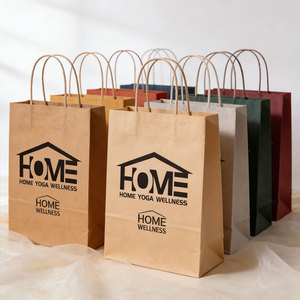Sacs cadeaux en papier kraft avec logo imprimé personnalisé, emballage artisanal fait main, style luxueux, <span class=keywords><strong>sac</strong></span> en papier kraft <span class=keywords><strong>enduit</strong></span> pour magasin de vêtements - Product Image 1