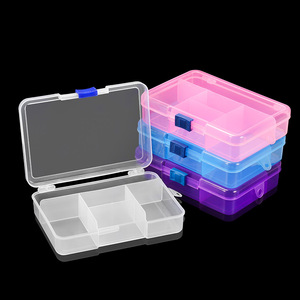 Transparent Plastic Jewelry Box 5 Grids 14.4x10x3.4cm Hard <b>Shell</b> Storage Organizer For Accessories Solid Color - Product Image 1