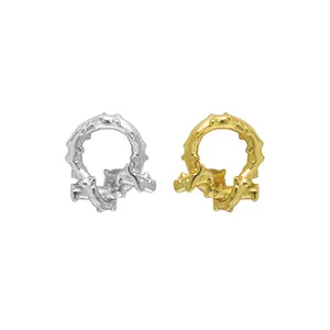 Wuqie 925 Silver 18K Gold Plated Irregular Vine leaf Ladies Stud Earring