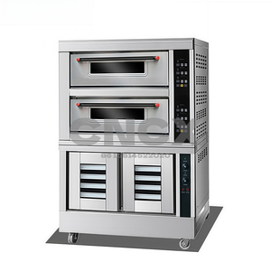 Four électrique commercial à 2 niveaux et 4 plateaux pour la cuisson <span class=keywords><strong>de</strong></span> pizzas et <span class=keywords><strong>de</strong></span> pains, en acier inoxydable <span class=keywords><strong>de</strong></span> qualité supérieure, chauffe rapidement - Product Image 1